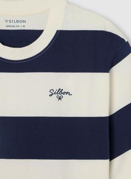 T-shirt Silbon Special fit boxy à rayures pour homme