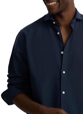 Chemise Silbon Sport en lin bleu pour homme