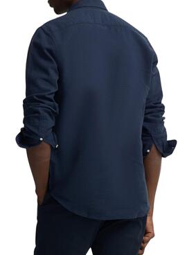Chemise Silbon Sport en lin bleu pour homme