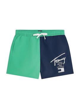 Maillot de bain Tommy Jeans bicolore bleu et vert pour homme