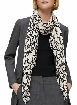Foulard Tous Kaos imprimé ours noir et blanc pour femme