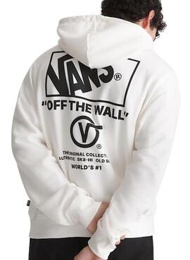 Sweat à capuche Vans Stacked blanc pour hommes