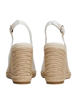 Espadrilles Tommy Hilfiger blanches à talon haut compensé pour femme sans talon.