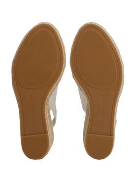 Espadrilles Tommy Hilfiger blanches à talon haut compensé pour femme sans talon.
