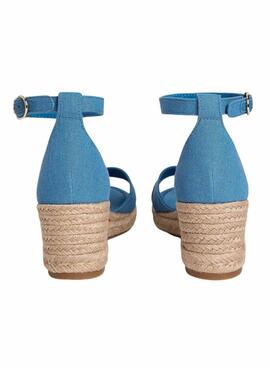 Espadrilles Tommy Hilfiger bleu avec semelle compensée moyenne croisée pour femme