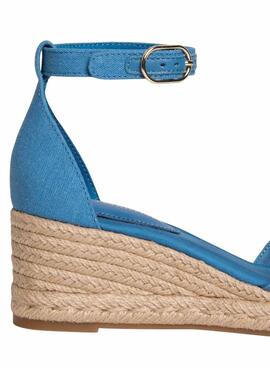 Espadrilles Tommy Hilfiger bleu avec semelle compensée moyenne croisée pour femme