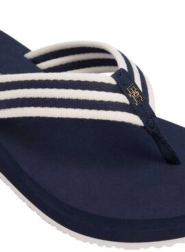 Mules à rayures Tommy Hilfiger bleu à talon compensé pour femme