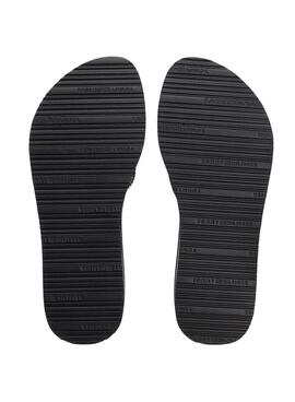 Tongs Tommy Hilfiger Flag Print avec talon noir pour femme