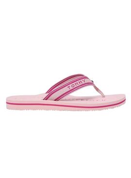 Tongs Tommy Hilfiger en toile rose pour femme