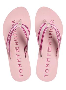Tongs Tommy Hilfiger en toile rose pour femme