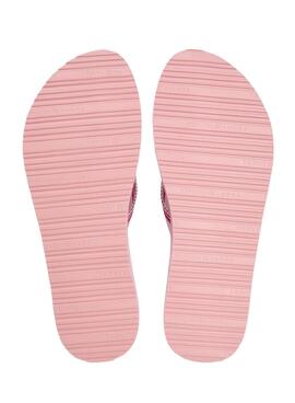 Tongs Tommy Hilfiger en toile rose pour femme
