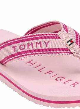 Tongs Tommy Hilfiger en toile rose pour femme