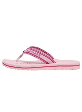 Tongs Tommy Hilfiger en toile rose pour femme