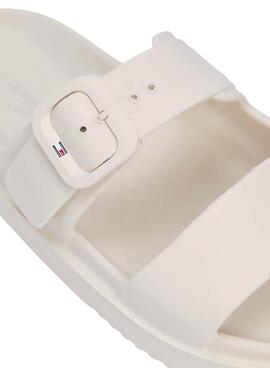 Sandales Tommy Hilfiger Light à double bride beige pour femme.