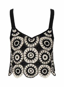 Top Only crochet Yvonne blanc et noir pour femme