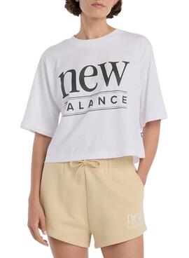 T-shirt New Balance oversize blanc pour femme