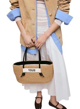 Grand panier Tous en Scoubidou naturel et noir pour femme