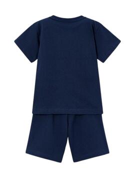 Ensemble t-shirt et short bleu marine sportif pour garçon.