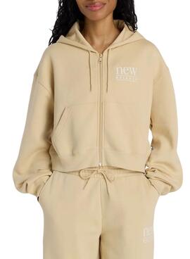 Sweatshirt New Balance en polaire camel pour femme