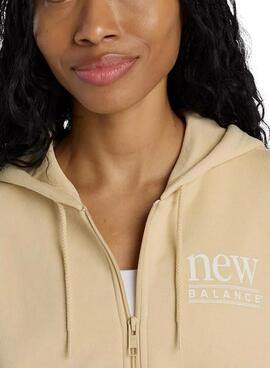Sweatshirt New Balance en polaire camel pour femme