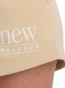 Shorts New Balance Fleece camel pour femme