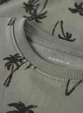 T-shirt Name It Fille imprimé palmiers vert pour enfant