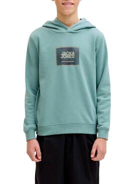 Sweat à capuche Jack and Jones Rain vert pour enfant