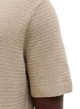 Polo en maille Jack and Jones Bluriley beige pour homme