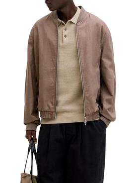 Polo en maille Jack and Jones Bluriley beige pour homme