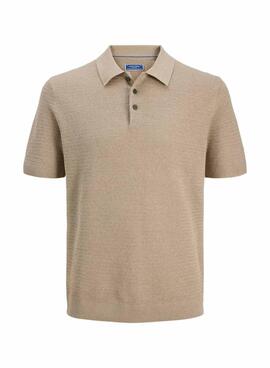 Polo en maille Jack and Jones Bluriley beige pour homme