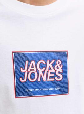 T-shirt Jack and Jones Rain blanc pour enfant.