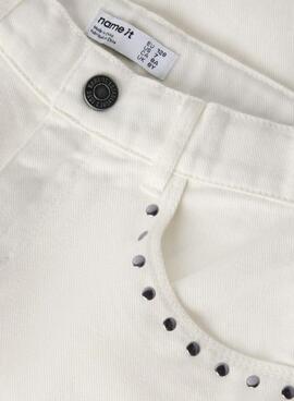 Jean Name It Bella Wide blanc avec clous pour fille.