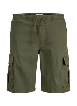 Bermudas Jack and Jones Cole cargo vert pour homme