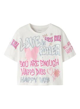 T-shirt Name It Fosiaz Love blanc pour fille