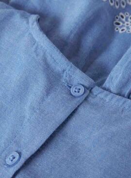 Top Name It Ferma Mini brodé anglais bleu pour fille