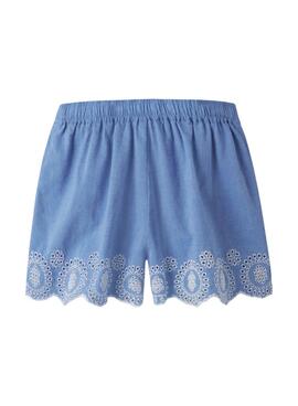 Shorts Name It Ferma brodé anglais bleu pour fille