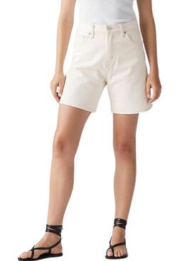 Bermuda Levis High Baggy blanc pour femme.