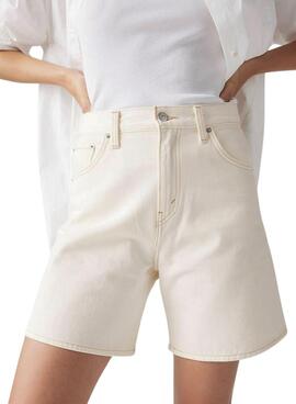 Bermuda Levis High Baggy blanc pour femme.