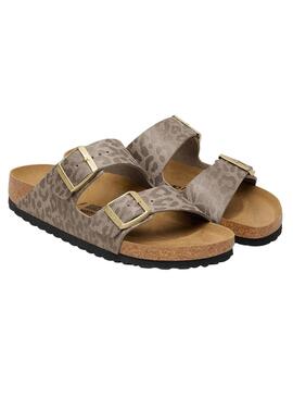 Sandales Birkenstock Arizona Leo beige pour femme
