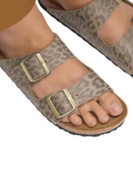 Sandales Birkenstock Arizona Leo beige pour femme
