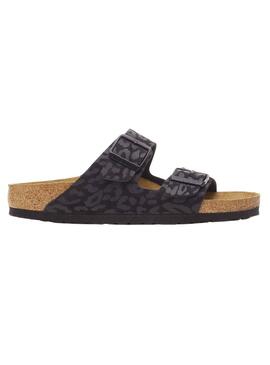 Sandales Birkenstock Arizona Leo noir pour femme