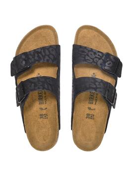 Sandales Birkenstock Arizona Leo noir pour femme