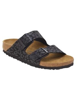 Sandales Birkenstock Arizona Leo noir pour femme