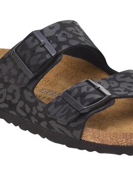 Sandales Birkenstock Arizona Leo noir pour femme