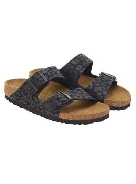 Sandales Birkenstock Arizona Leo noir pour femme