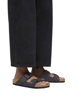 Sandales Birkenstock Arizona Leo noir pour femme