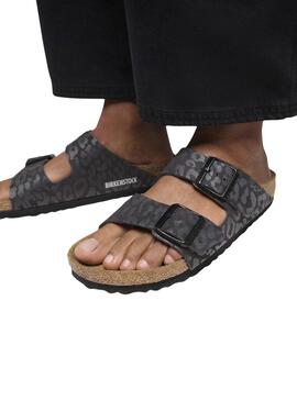 Sandales Birkenstock Arizona Leo noir pour femme