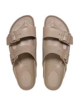 Sandales Birkenstock Arizona EVA beige pour femme.