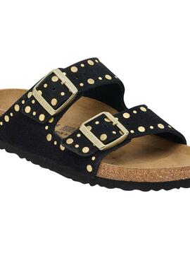 Sandales Birkenstock Arizona Rivets noir pour femme.