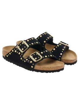 Sandales Birkenstock Arizona Rivets noir pour femme.